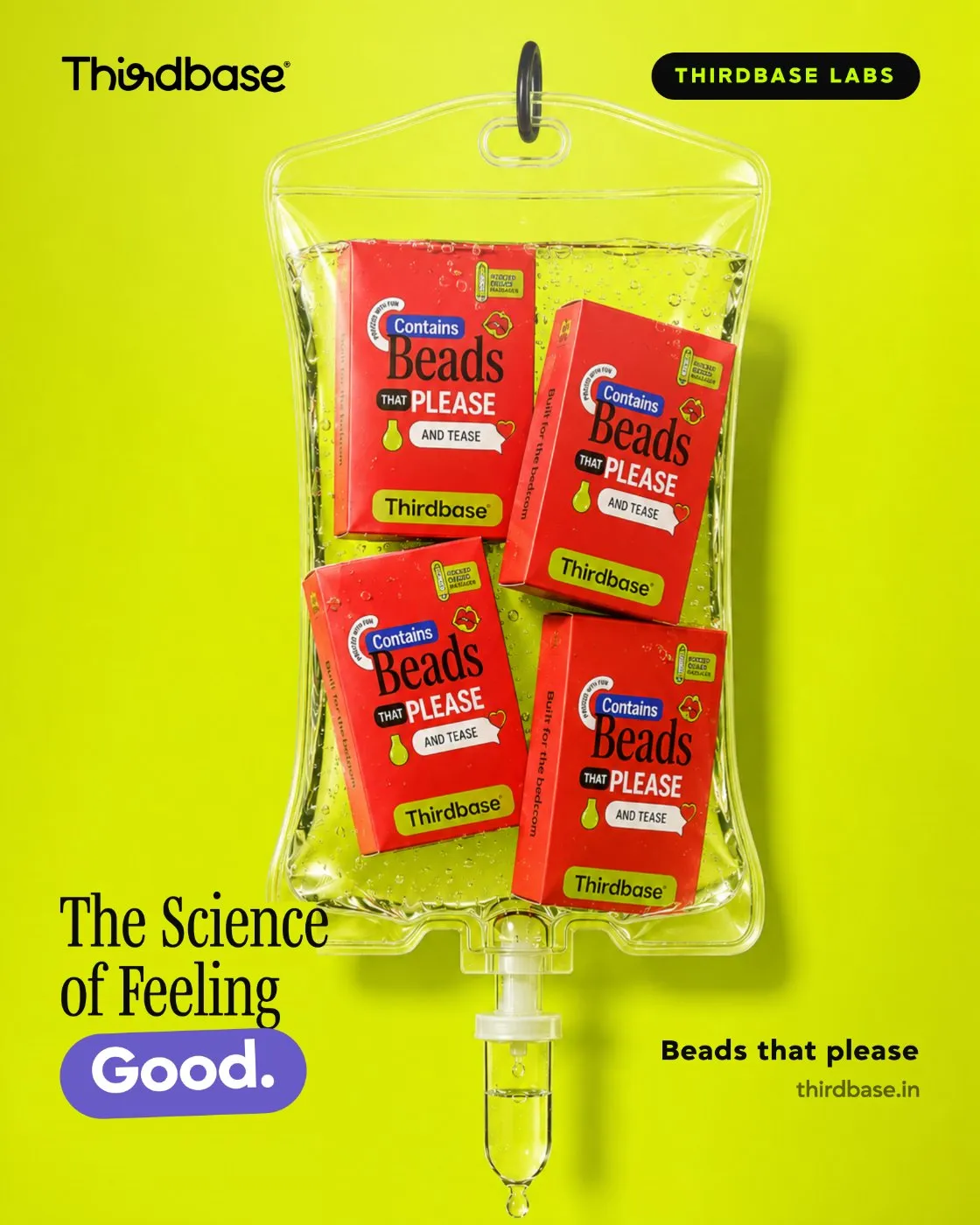 Thirdbase Labs beads poster: The science of feeling good