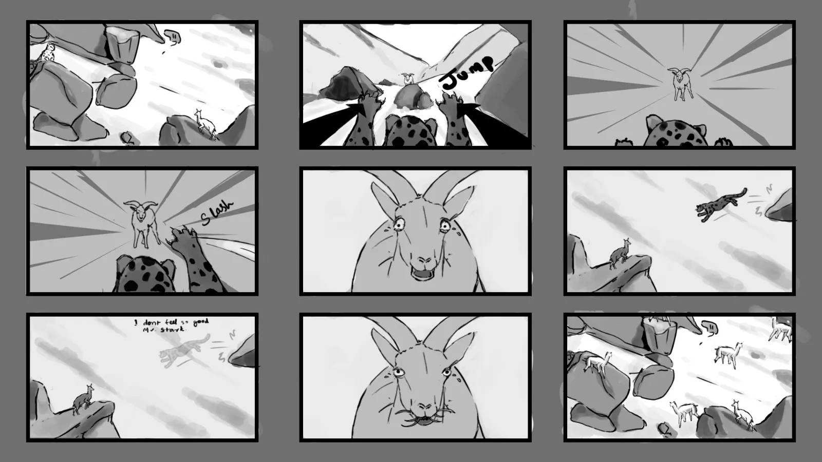 Rough storyboard, board 2