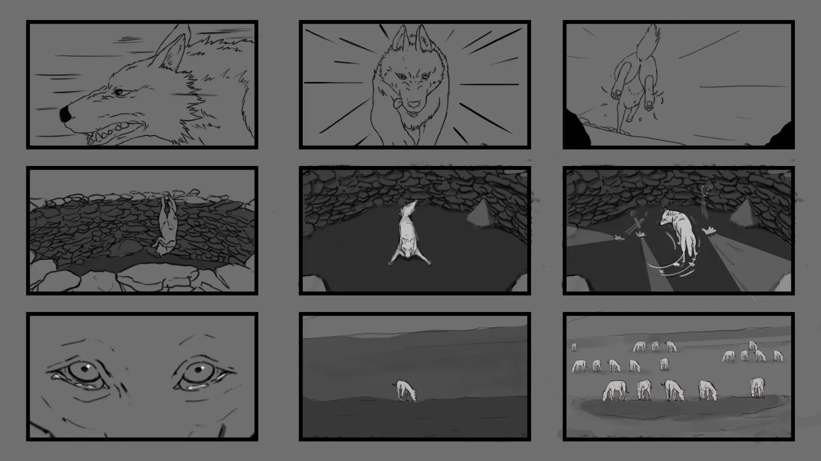 Rough storyboard, board 3